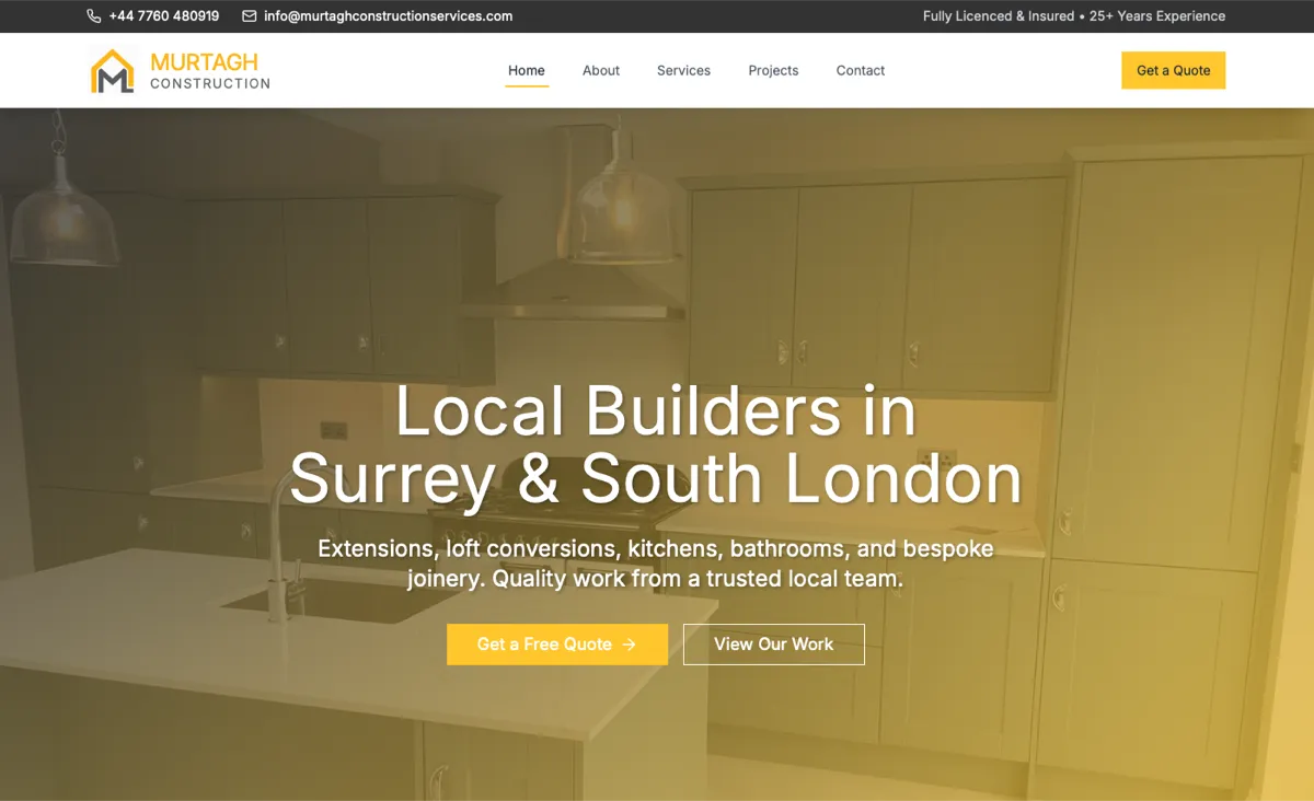 Murtagh Construction website screenshot