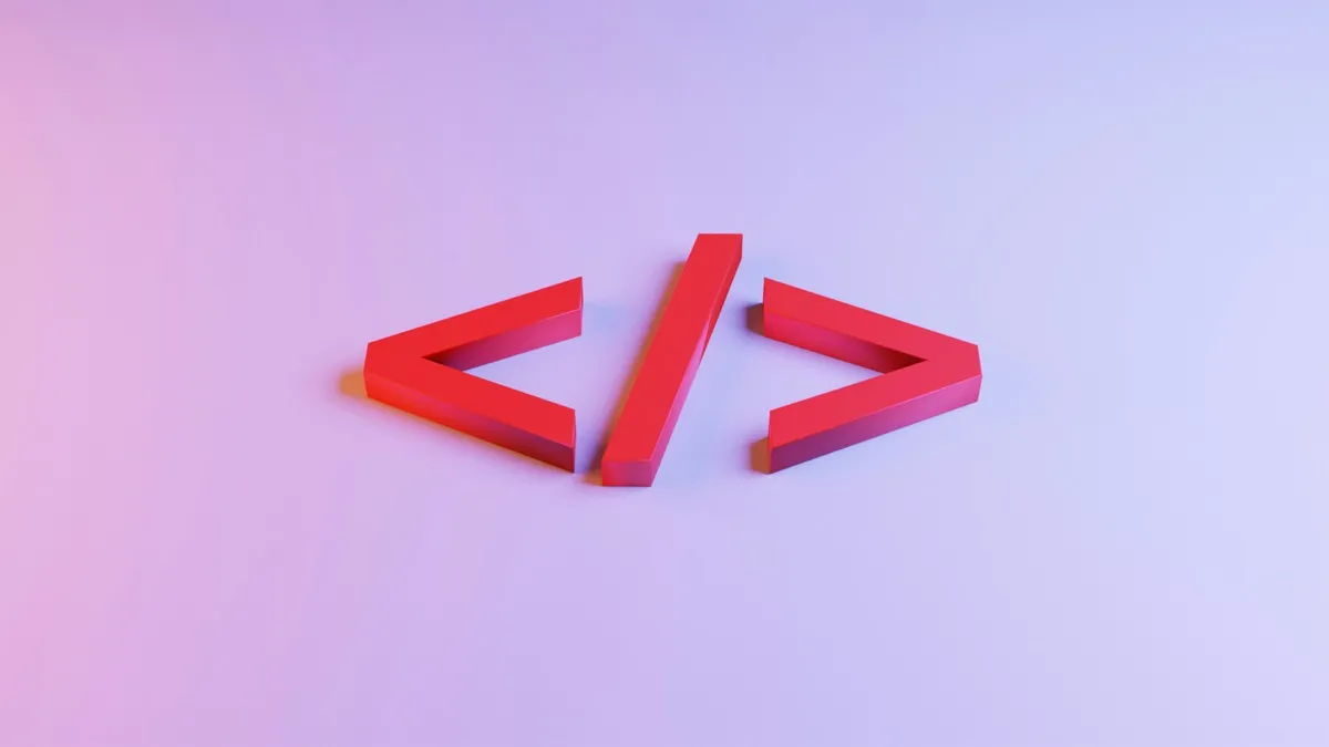 3D code brackets representing custom web development